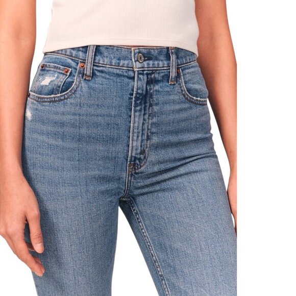 Abercrombie 8 (29) 90s Slim Straight Ultra High Rise Women’s Jeans Distressed - Picture 11 of 12